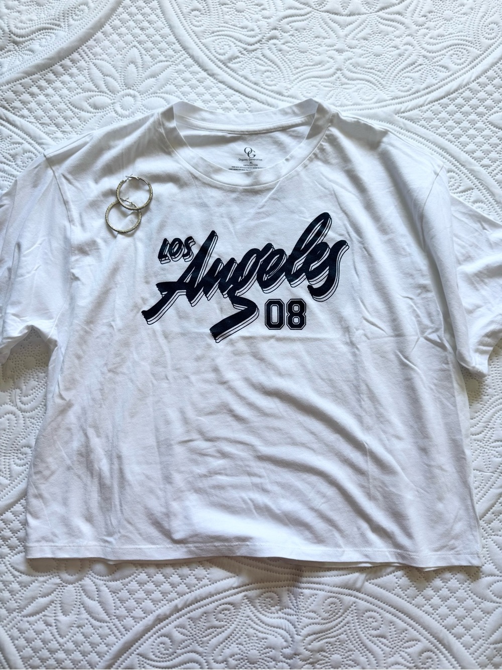 Los Angeles Graphic Tee in White with Black Script